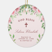 Roze rozen meisje baptisme foto gepersonaliseerd keramisch ornament (Links)