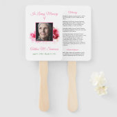  roze rozen Memorial Hand Fan Handwaaier (Voorkant en achterkant)