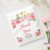 Roze rozen met blad bruiloftsdouche bedankzakje (Gezegeld)