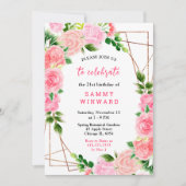 Roze rozen met blad Verjaardag Kaart (Voorkant)