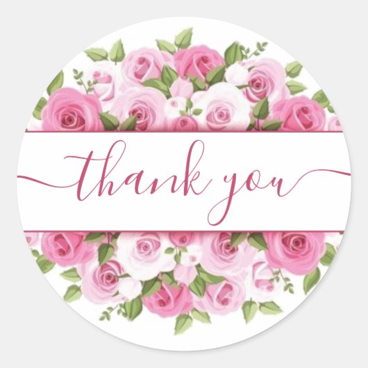 Roze rozen met blozen dank u klassieke ronde stick sticker (Voorkant)