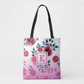 Roze rozen met de hand geschilde waterverven tote bag (Voorkant)