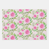 Roze rozen, met de hand geschilderd voor Waterverf Inpakpapier Vel (Voorkant 3)