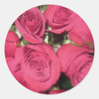 Roze Rozen met droge borstel II.jpg Ronde Sticker