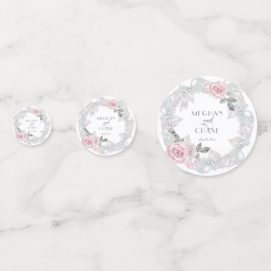 roze rozen met een grote weddenschap confetti (Achterkanten)