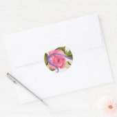Roze rozen met een Paarse koolstofklier Ronde Sticker (Envelop)