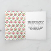 Roze rozen met gebladerte bruiloft bedankkaart (Binnen)
