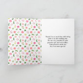 Roze Rozen met gebladerte bruiloft Bedankkaart (Binnen)