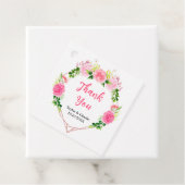 Roze Rozen met gebladerte bruiloft Dank u Bedankjes Labels (In situ)