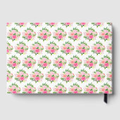 Roze rozen met gebladerte Bruiloft Gastenboek (Achterkant)