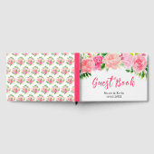 Roze rozen met gebladerte Bruiloft Gastenboek (Volledig)