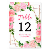 Roze rozen met gebladerte bruiloft kaart (Achterkant)