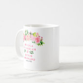 Roze rozen met gebladerte Bruiloft Koffiemok (Voorkant links)