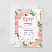 Roze rozen met gebladerte bruiloft RSVP kaartje (Voorkant)