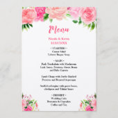 Roze rozen met gebladerte huwelijksmenu menu (Voorkant)