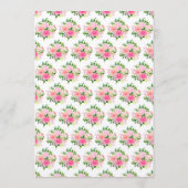 Roze rozen met gebladerte huwelijksmenu menu (Achterkant)