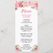 Roze rozen met gebladerte Huwelijksmenu Menu (Voorkant)