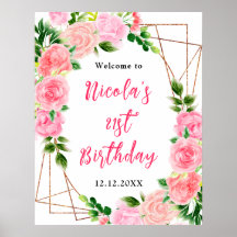 Roze rozen met geboortekaart welkom blad