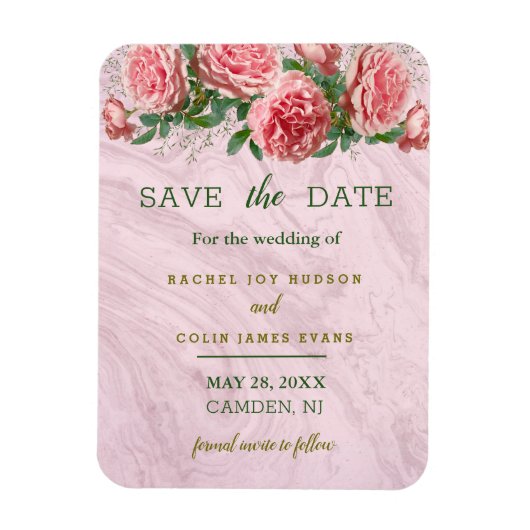 Roze rozen met Griekenland sparen de Uitnodiging v Magneet (Verticaal)