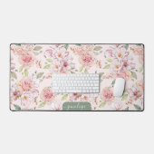 Roze  rozen met groen blad patroon bureaumat (Keyboard & Muis)