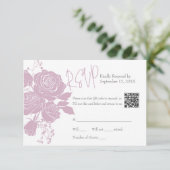 Roze rozen met Kaart van de QR-respons (Staand voorkant)