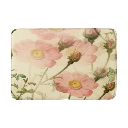 Roze rozen met knoppen bloem badmat groot (Voorkant)
