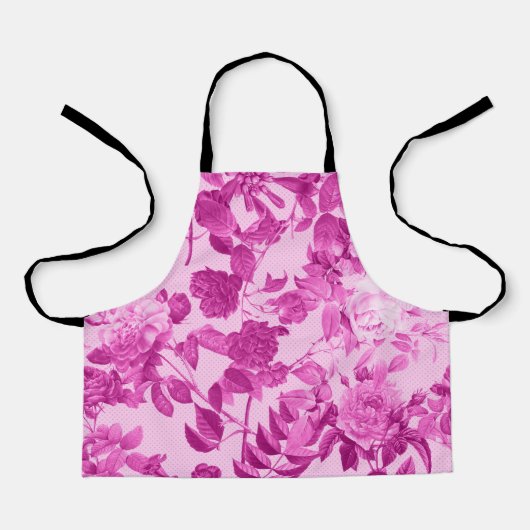 Roze rozen met lederen patroon schort (Voorkant)