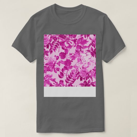 Roze rozen met lederen patroon t-shirt (Design voorkant)