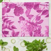 Roze rozen met lederen patroon theedoek (Gevouwen)