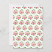 Roze Rozen met Loof Bruidsdouche Bedankkaart (Achterkant)