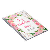 Roze Rozen met Loof Bruiloftsplanner Notitieboek (Rechterzijde)