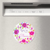 Roze rozen met Paarse rozen Magneet (Insitu (Vaatwasser))