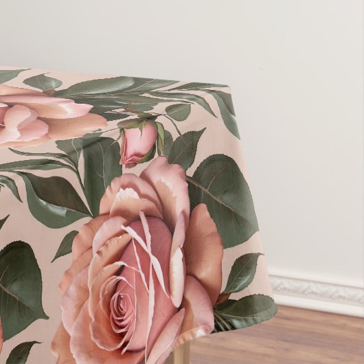 Roze rozen met penseelstreek bladeren tafelkleed (Voorbeeld)