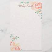 Roze rozen met persoonlijke boodschap briefpapier (Voorkant)