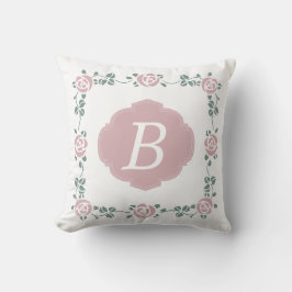 Roze Rozen met potlood en Monogram Pillow Kussen