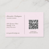 Roze rozen met QR-code Visitekaartje (Achterkant)