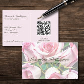 Roze rozen met QR-code Visitekaartje