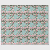 Roze Rozen Met Saliegroene Bladeren Cadeaupapier (Vlak)