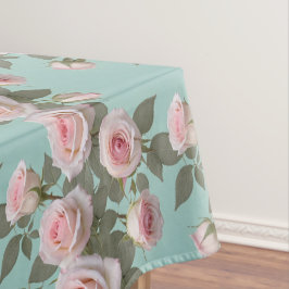 Roze Rozen Met Saliegroene Bladeren Tafelkleed