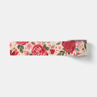 Roze rozen met streepjes satijnen lint