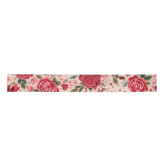 Roze rozen met streepjes satijnen lint (Voorkant)