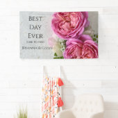 Roze rozen met tekstruimte spandoek (Insitu)