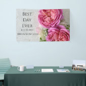 Roze rozen met tekstruimte spandoek (Beurs)