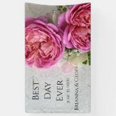 Roze rozen met tekstruimte spandoek (Verticaal)