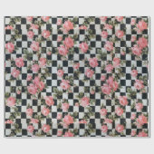 roze rozen met zwart en wit cadeaupapier (Vlak)