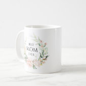 Roze rozen met zwarte typografie, beste mama ooit koffiemok (Voorkant links)