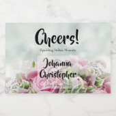 Roze Rozen Mini Bruiloft Mousserende Wijn Labels Sparkling Wijnetiket (Enkel label)