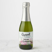 Roze Rozen Mini Bruiloft Mousserende Wijn Labels Sparkling Wijnetiket (Voorkant)