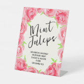 Roze Rozen Mint Juleps Derby Party Reclamebord Met Voetstuk (Voorkant)