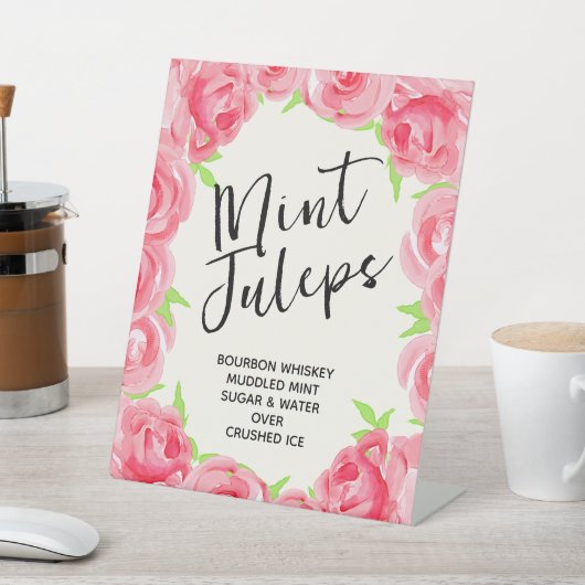Roze Rozen Mint Juleps Derby Party Reclamebord Met Voetstuk (Insitu)